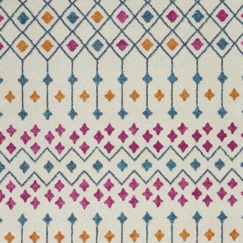Ivory And Blue Geometric Area Rug Photo 3