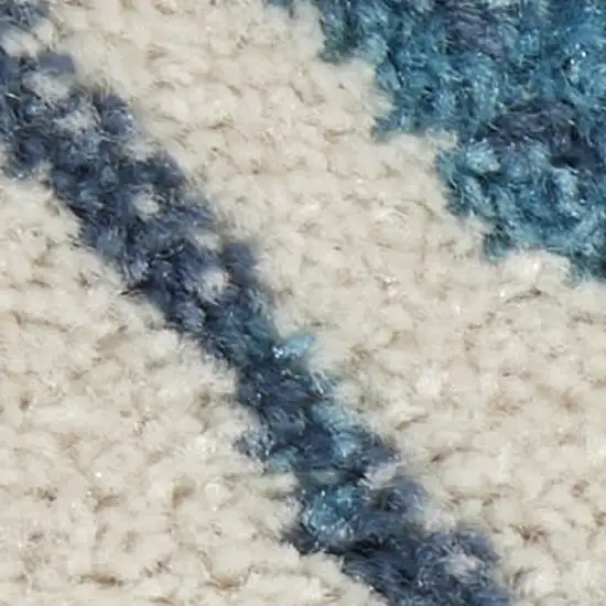 Ivory And Blue Geometric Area Rug Photo 3