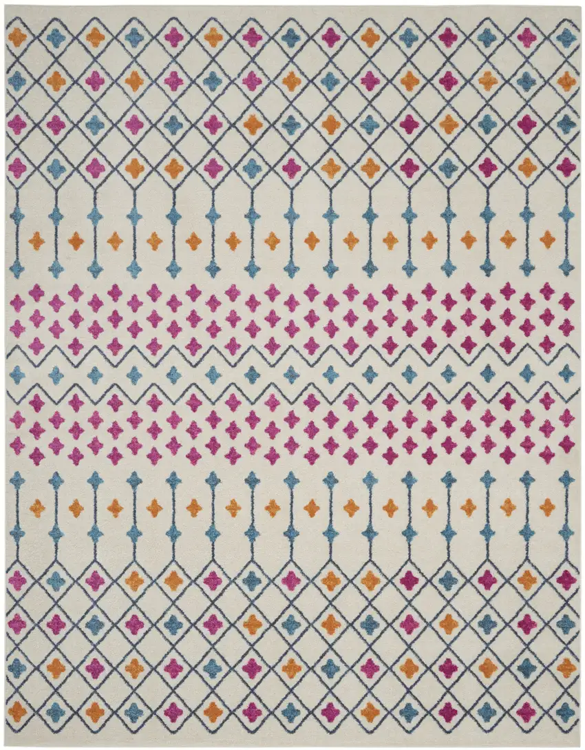 Blue And Ivory Geometric Dhurrie Area Rug Photo 9