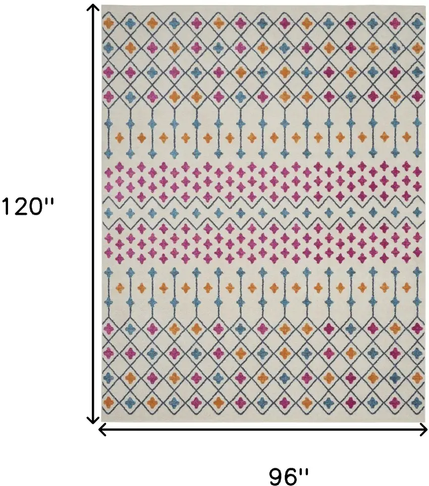 Ivory And Blue Geometric Area Rug Photo 9