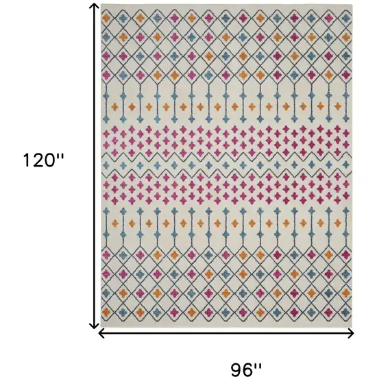 Ivory And Blue Geometric Area Rug Photo 9