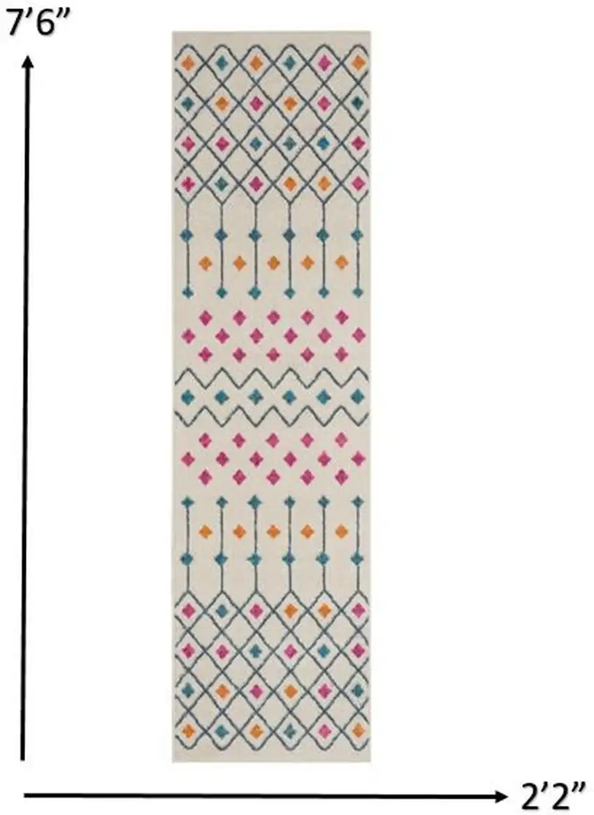 Ivory Jewels Geometric Runner Rug Photo 5