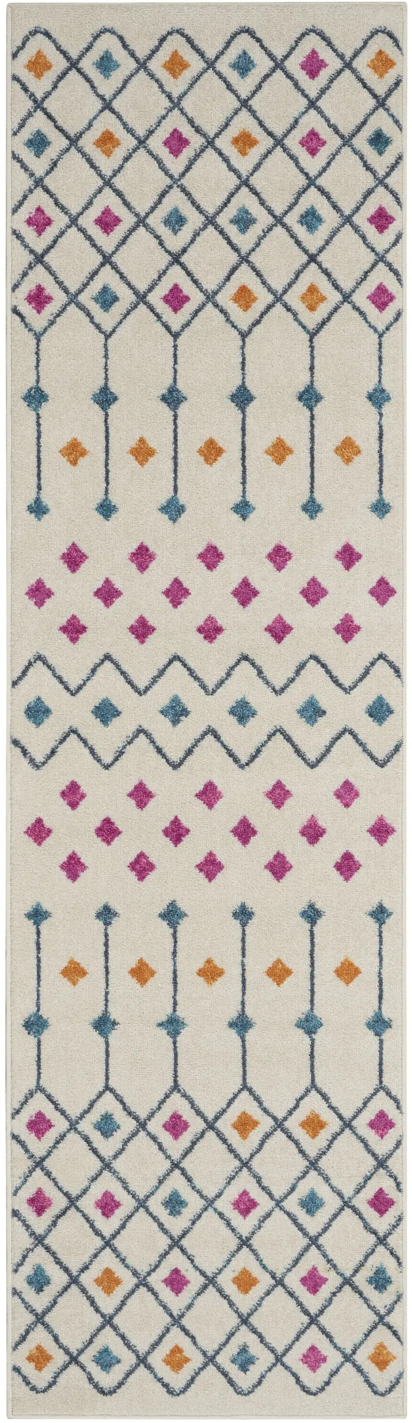Ivory Jewels Geometric Runner Rug Photo 1