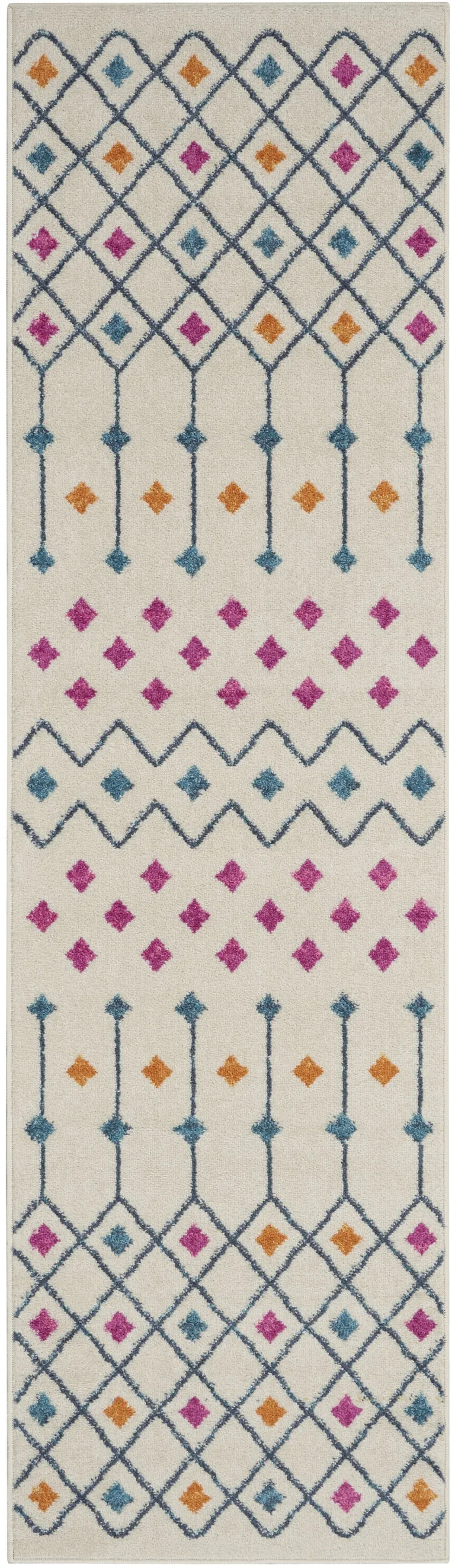 Ivory Jewels Geometric Runner Rug Photo 1