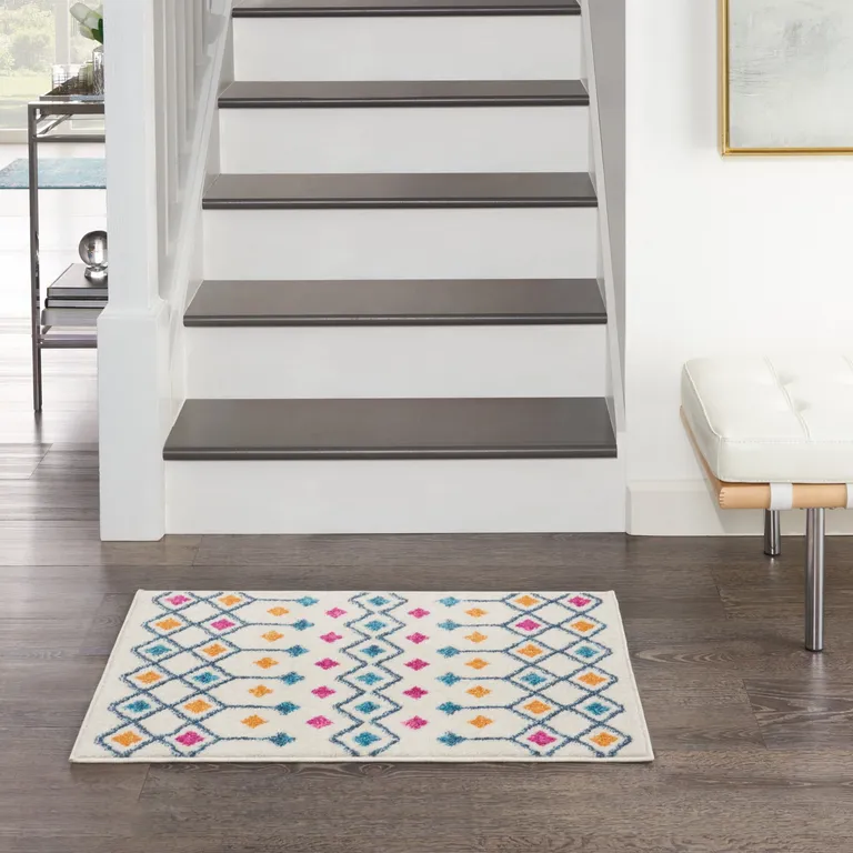 Ivory Jewels Geometric Scatter Rug Photo 3