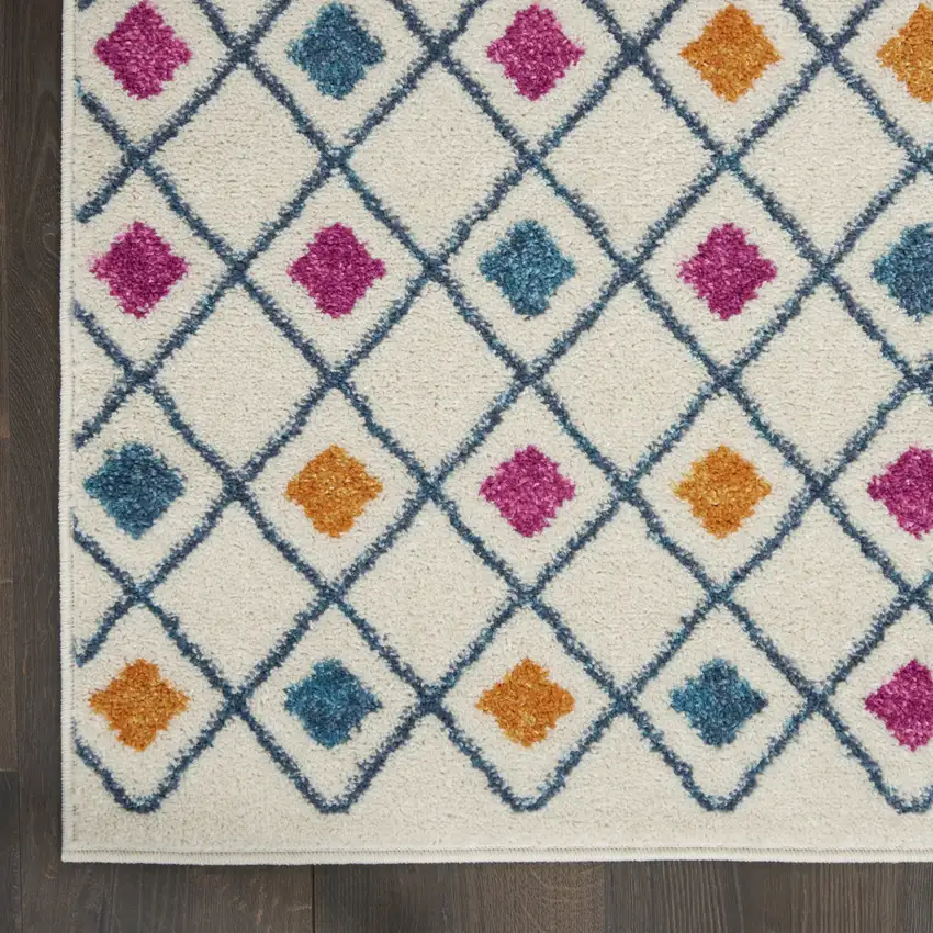 Blue And Ivory Geometric Dhurrie Area Rug Photo 3