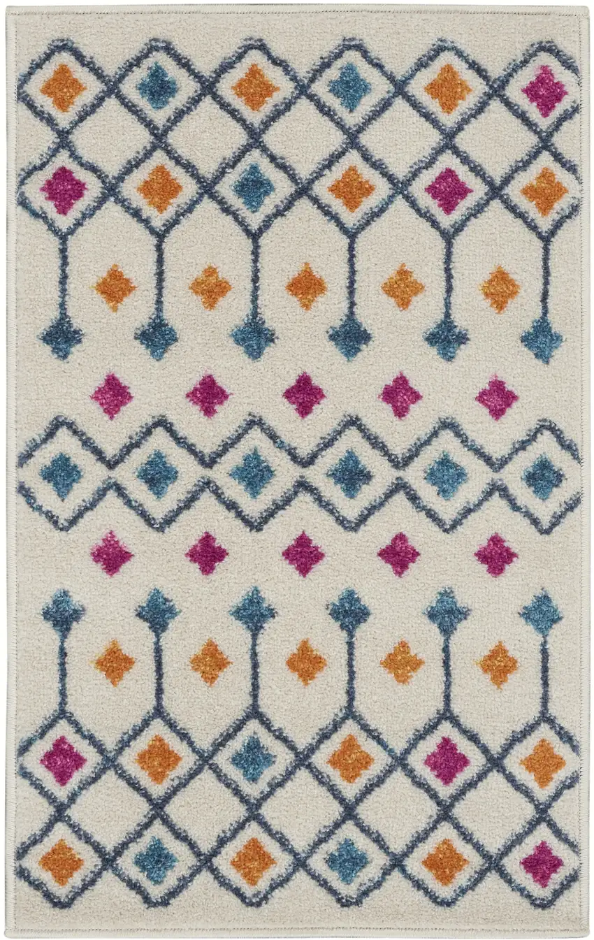 Ivory Jewels Geometric Scatter Rug Photo 1
