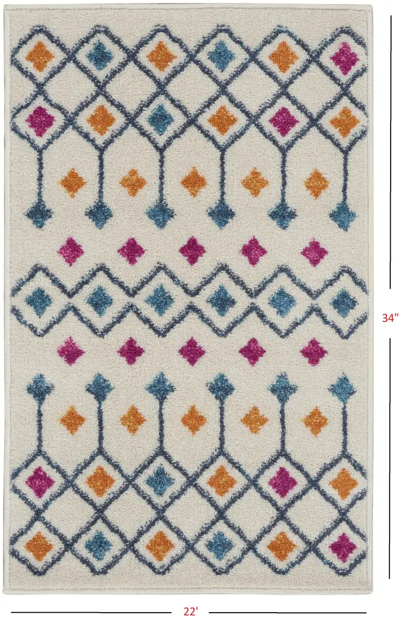 Ivory Jewels Geometric Scatter Rug Photo 5