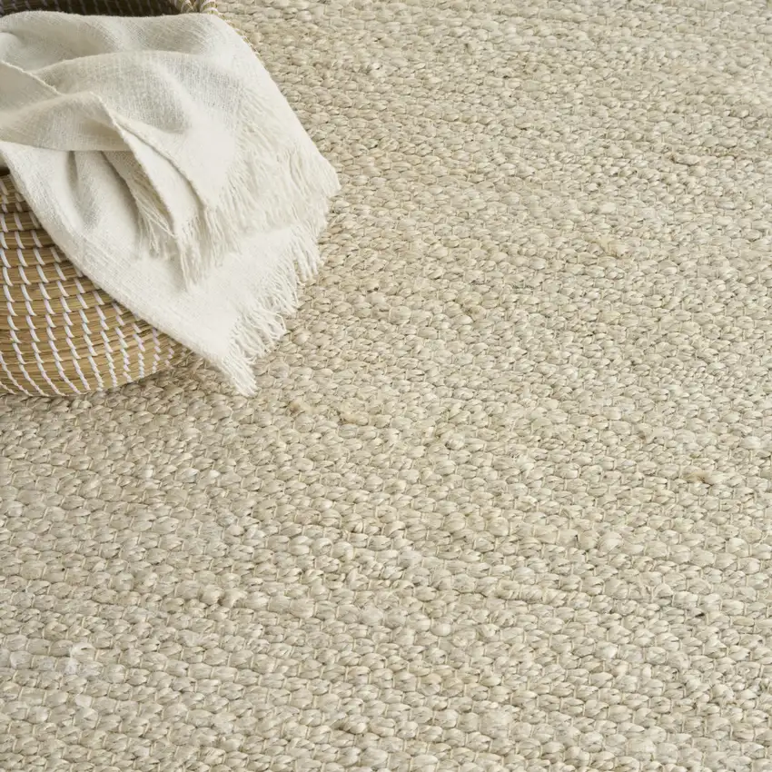 Ivory Jute Hand Woven Area Rug Photo 9