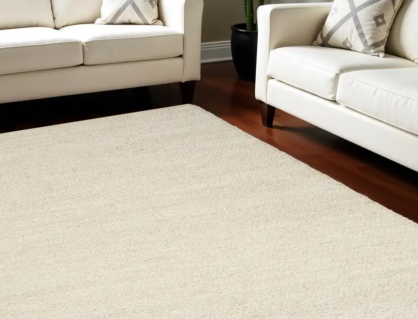 Ivory Jute Hand Woven Area Rug Photo 1