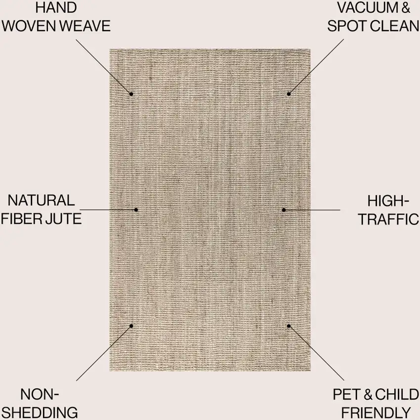 Ivory Jute Handmade Area Rug Photo 9