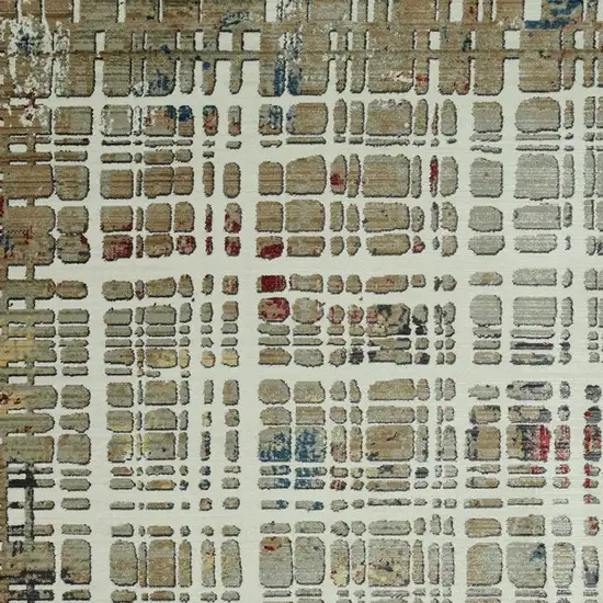 Ivory Red And Blue Abstract Area Rug Photo 4