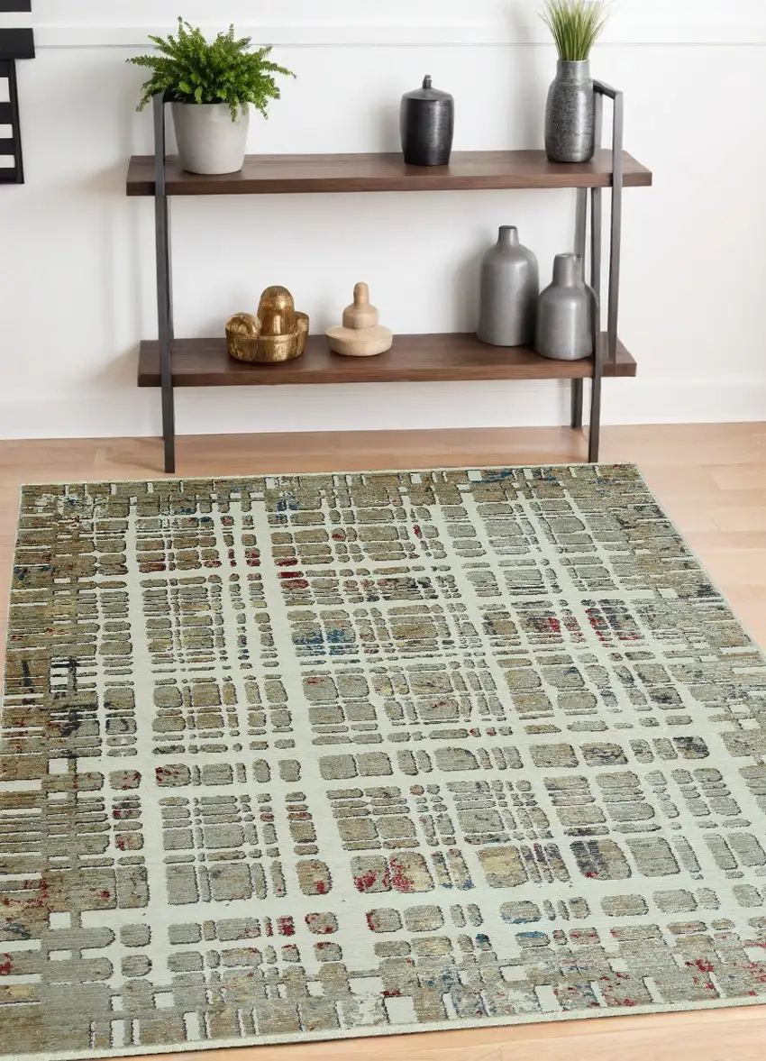 Ivory Abstract Area Rug Photo 1