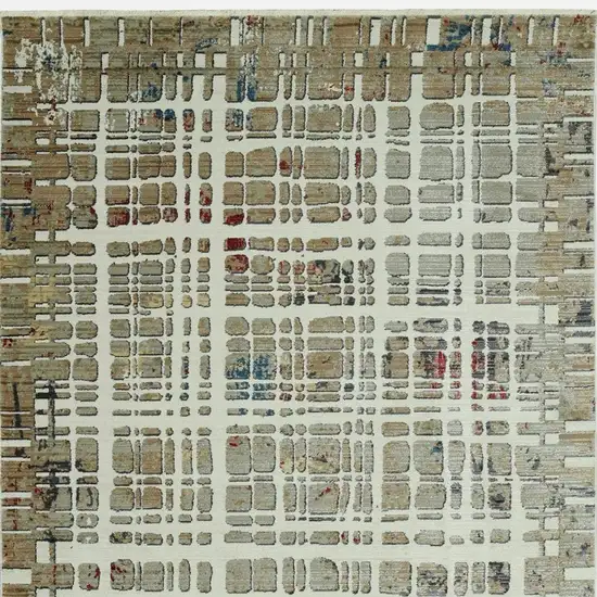 Ivory Red And Blue Abstract Area Rug Photo 3