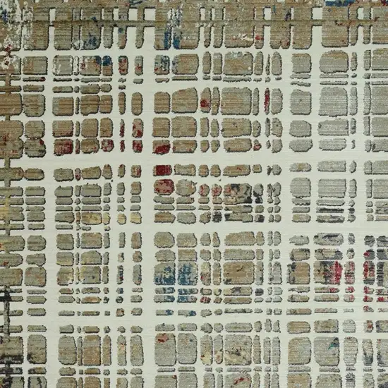 Ivory Red And Blue Abstract Area Rug Photo 8