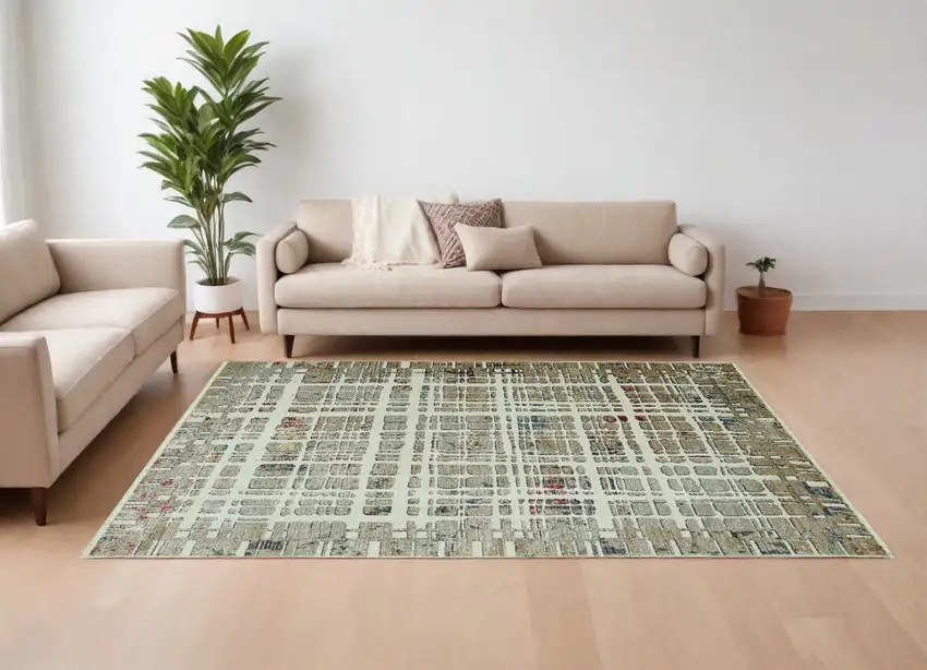 Ivory Abstract Area Rug Photo 1