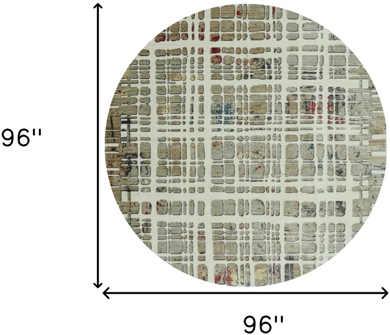 Ivory Khaki Distressed Plaid Area Rug Photo 4
