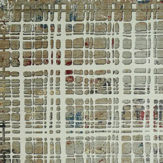 8' Ivory Abstract Runner Rug Photo 7