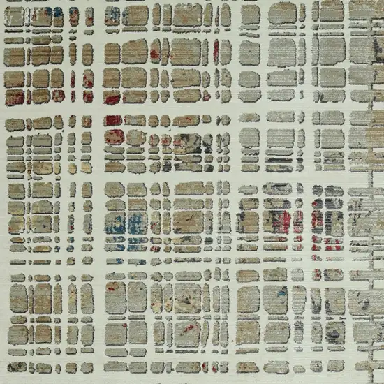 8' Ivory Abstract Runner Rug Photo 4