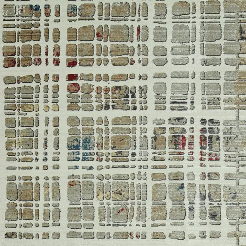 8' Ivory Abstract Runner Rug Photo 4