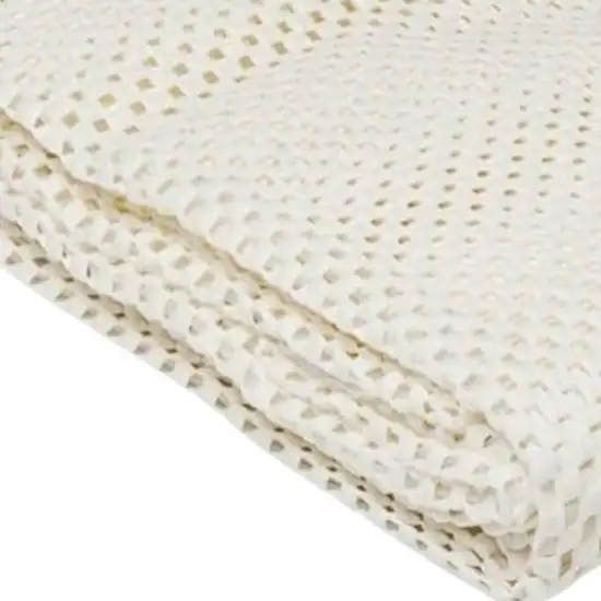 Ivory Striped Weave Non Slip Rug Pad Photo 5