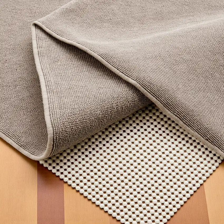 Ivory Striped Weave Non Slip Rug Pad Photo 2