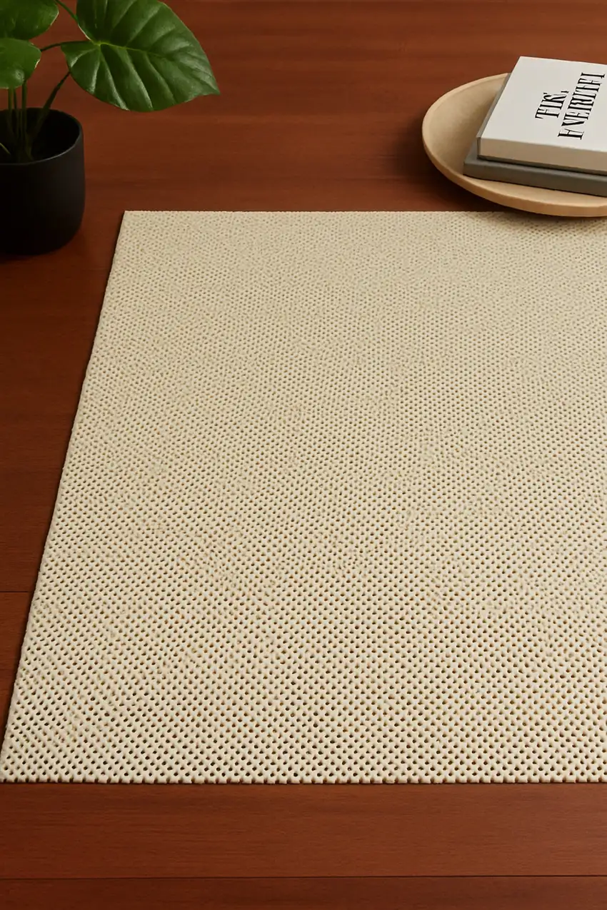 Ivory Striped Weave Non Slip Rug Pad Photo 7