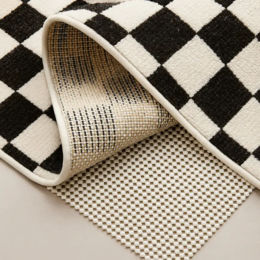 Ivory Striped Weave Non Slip Rug Pad Photo 5