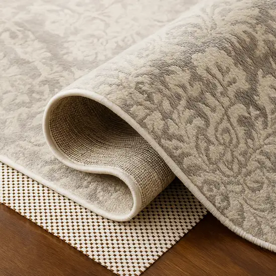 Ivory Striped Weave Non Slip Rug Pad Photo 8