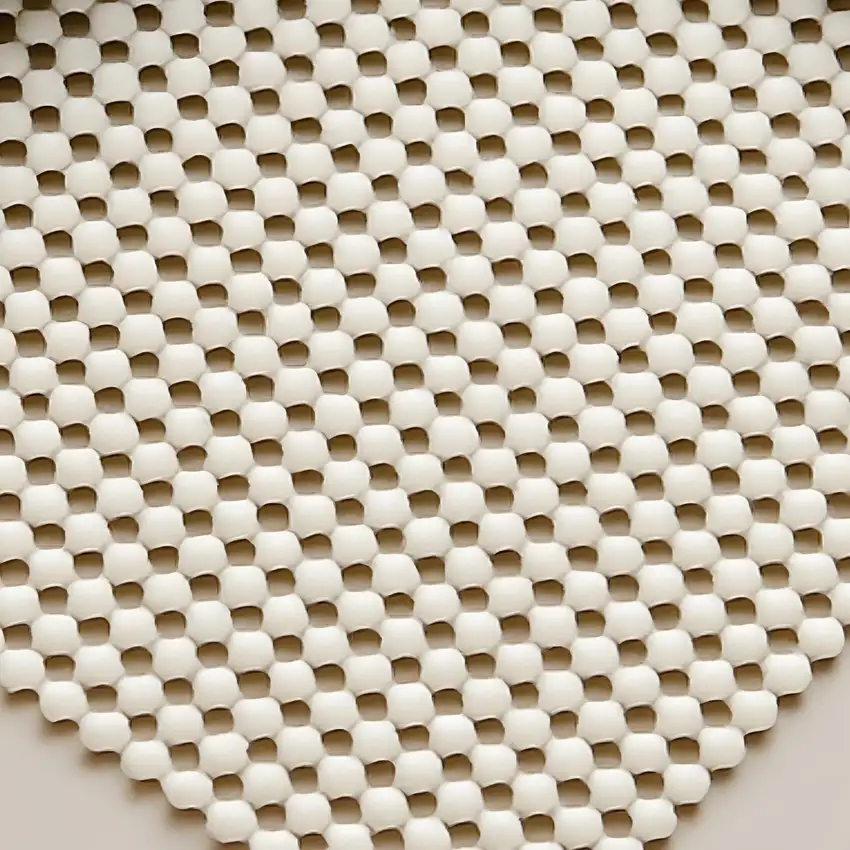 Ivory Striped Weave Non Slip Rug Pad Photo 5