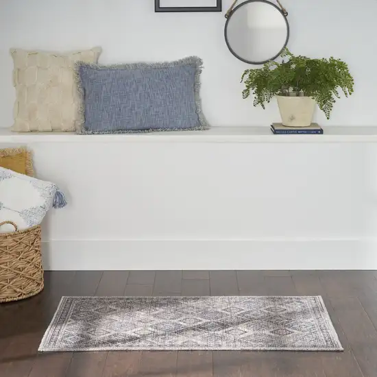 Ivory Latte Oriental Power Loom Distressed Washable Area Rug Photo 5