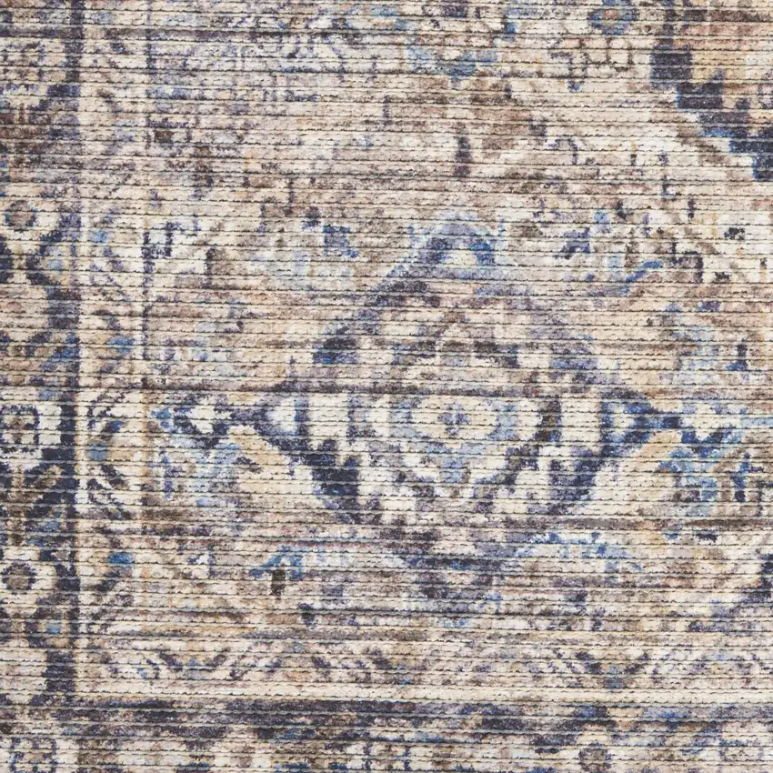 Ivory Latte Oriental Power Loom Distressed Washable Area Rug Photo 4