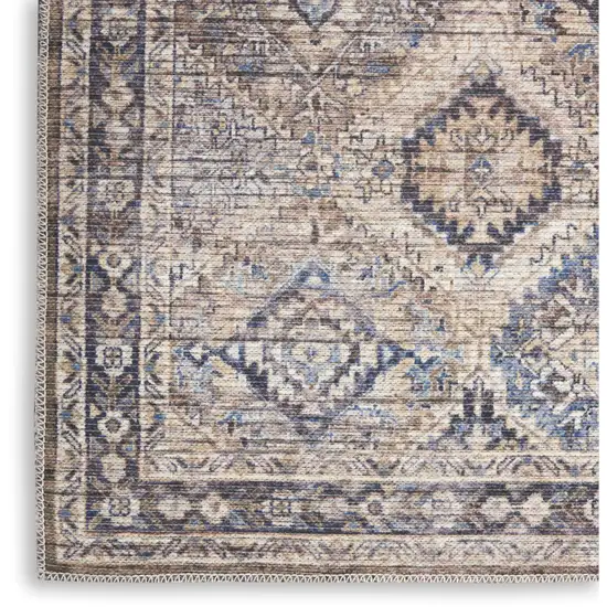 Ivory Latte Oriental Power Loom Distressed Washable Area Rug Photo 7