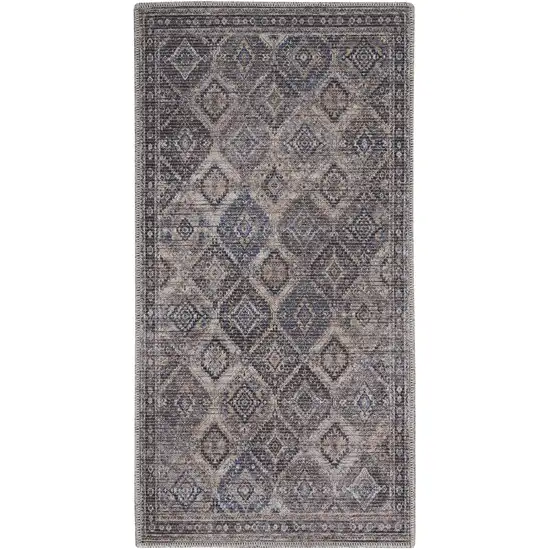 Ivory Latte Oriental Power Loom Distressed Washable Area Rug Photo 2
