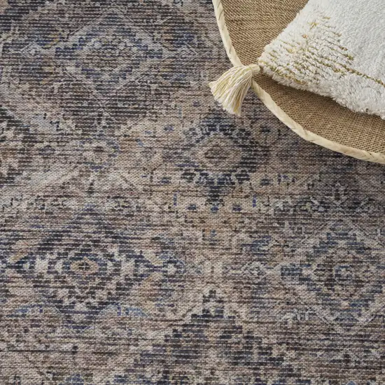 Ivory Latte Oriental Power Loom Distressed Washable Area Rug Photo 7