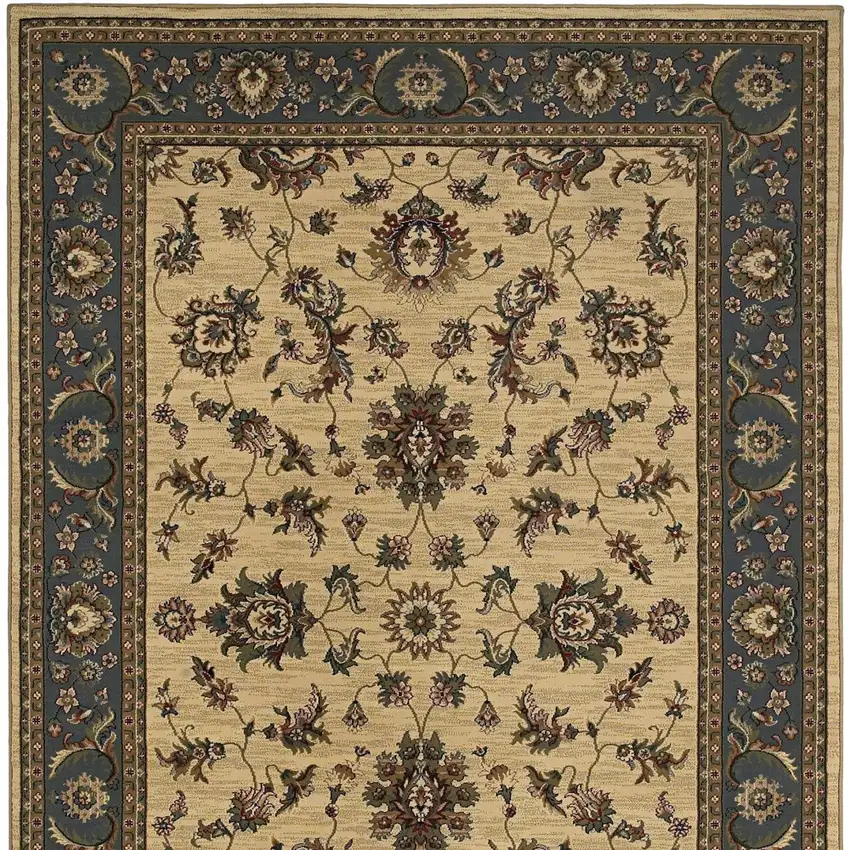 Ivory Light Blue And Brown Oriental Area Rug Photo 5