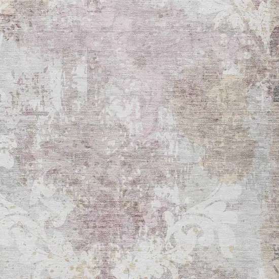 Ivory Light Purple And Gray Damask Washable Indoor Outdoor Area Rug Photo 5