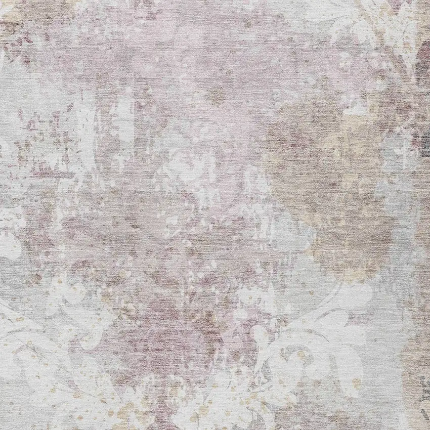 Ivory Light Purple And Gray Damask Washable Indoor Outdoor Area Rug Photo 5