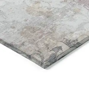 Photo of Ivory Light Purple And Gray Damask Washable Indoor Outdoor Area Rug