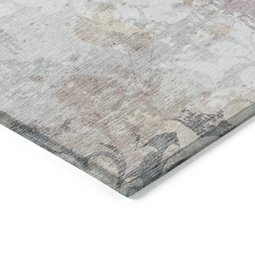 Ivory Light Purple And Gray Damask Washable Indoor Outdoor Area Rug Photo 5