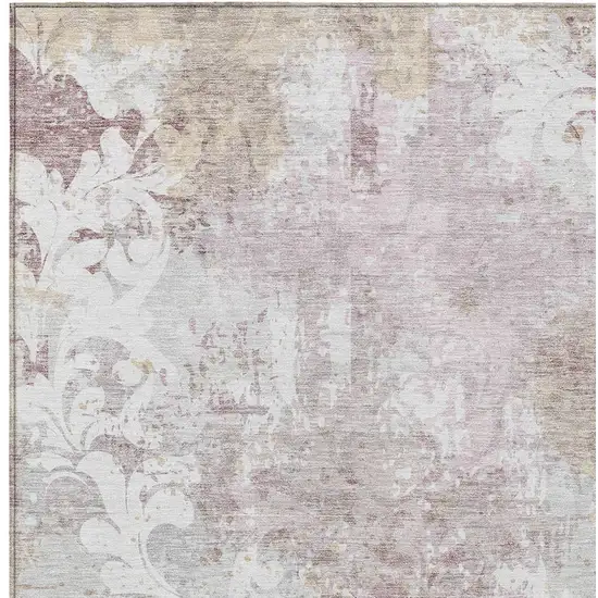 Ivory Light Purple And Gray Damask Washable Indoor Outdoor Area Rug Photo 6