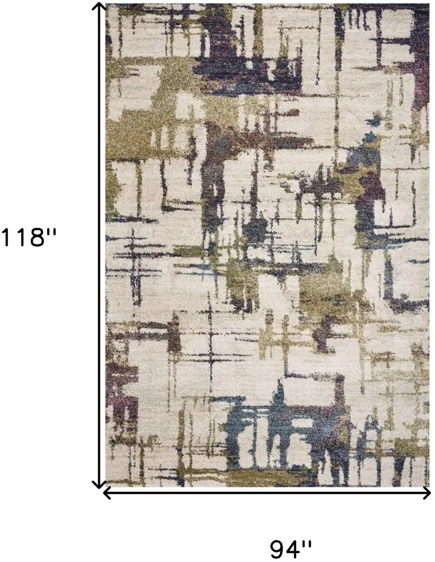 Ivory Machine Woven Abstract Brushstrokes Indoor Area Rug Photo 8