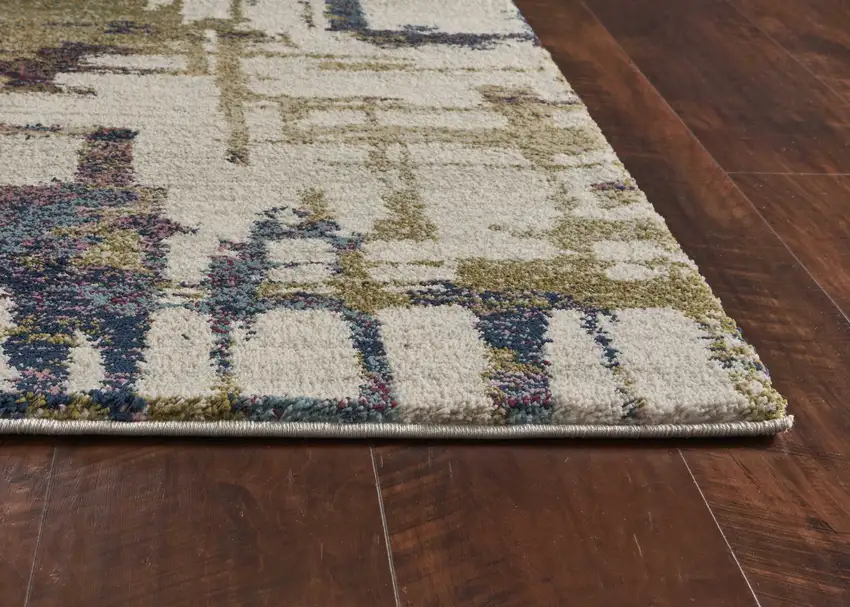 Ivory Machine Woven Abstract Brushstrokes Indoor Area Rug Photo 6