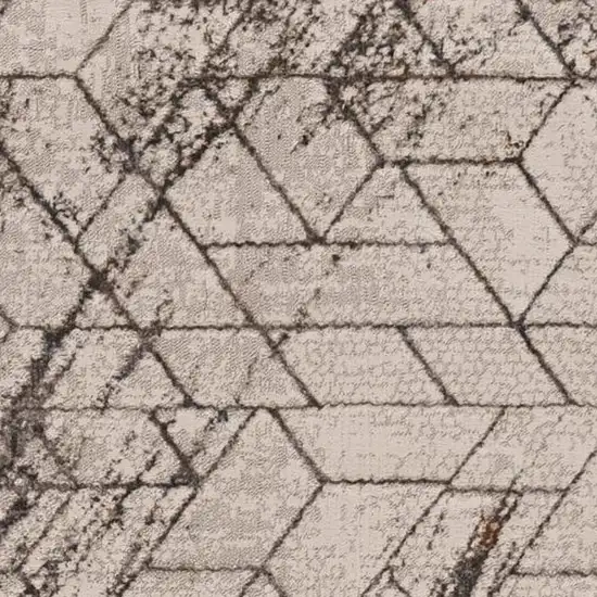 7' Ivory Machine Woven Abstract Geometric Indoor Runner Rug Photo 4