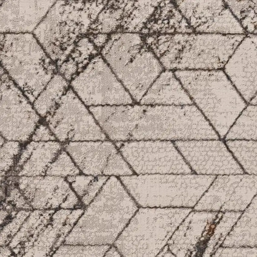 7' Ivory Machine Woven Abstract Geometric Indoor Runner Rug Photo 4