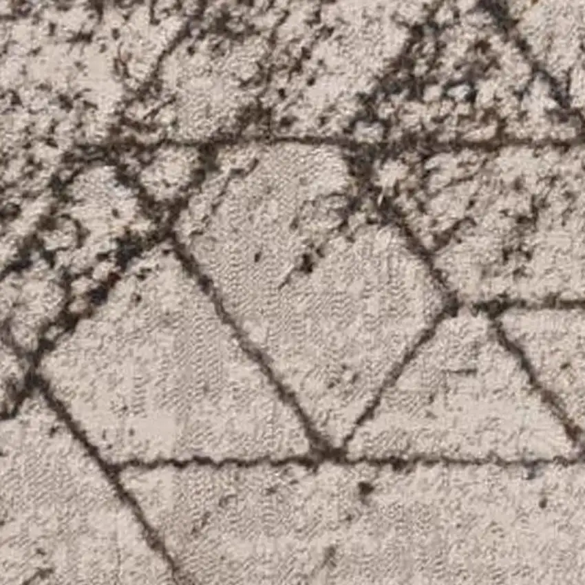 7' Ivory Machine Woven Abstract Geometric Indoor Runner Rug Photo 5