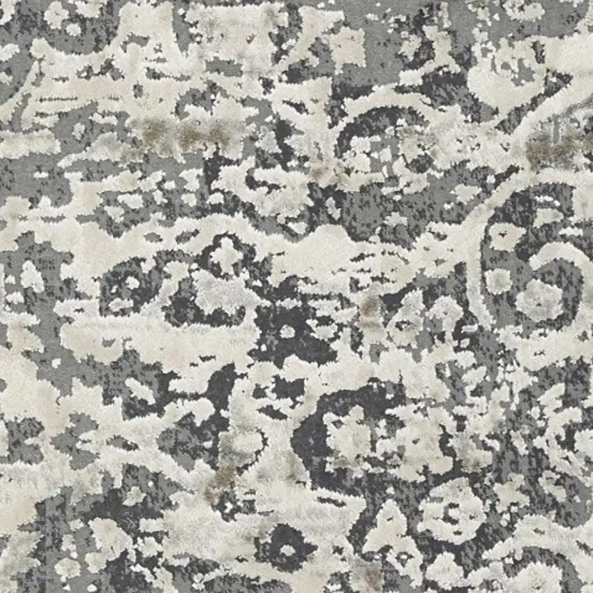 Ivory Machine Woven Distressed Diamond Floral Medallion Indoor Area Rug Photo 8