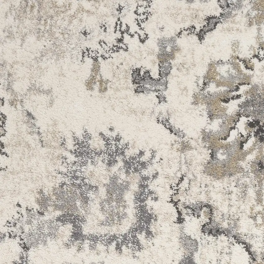 Ivory Machine Woven Distressed Floral Traditional Indoor Runner Rug Photo 2