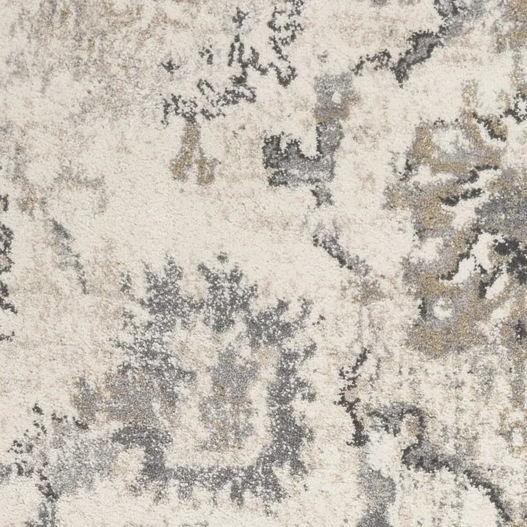 Ivory Machine Woven Distressed Floral Traditional Indoor Runner Rug Photo 2