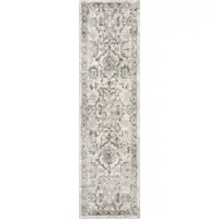 Photo of Ivory Machine Woven Distressed Floral Traditional Indoor Runner Rug